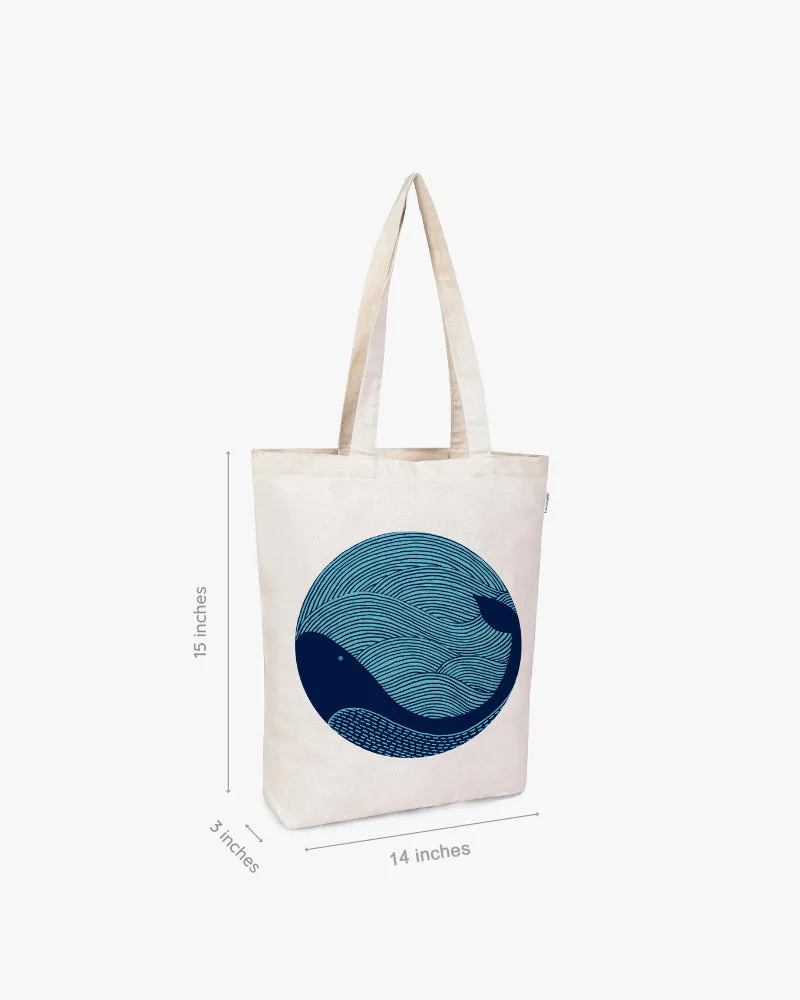 Zipper Tote Bag - Whale Doodle