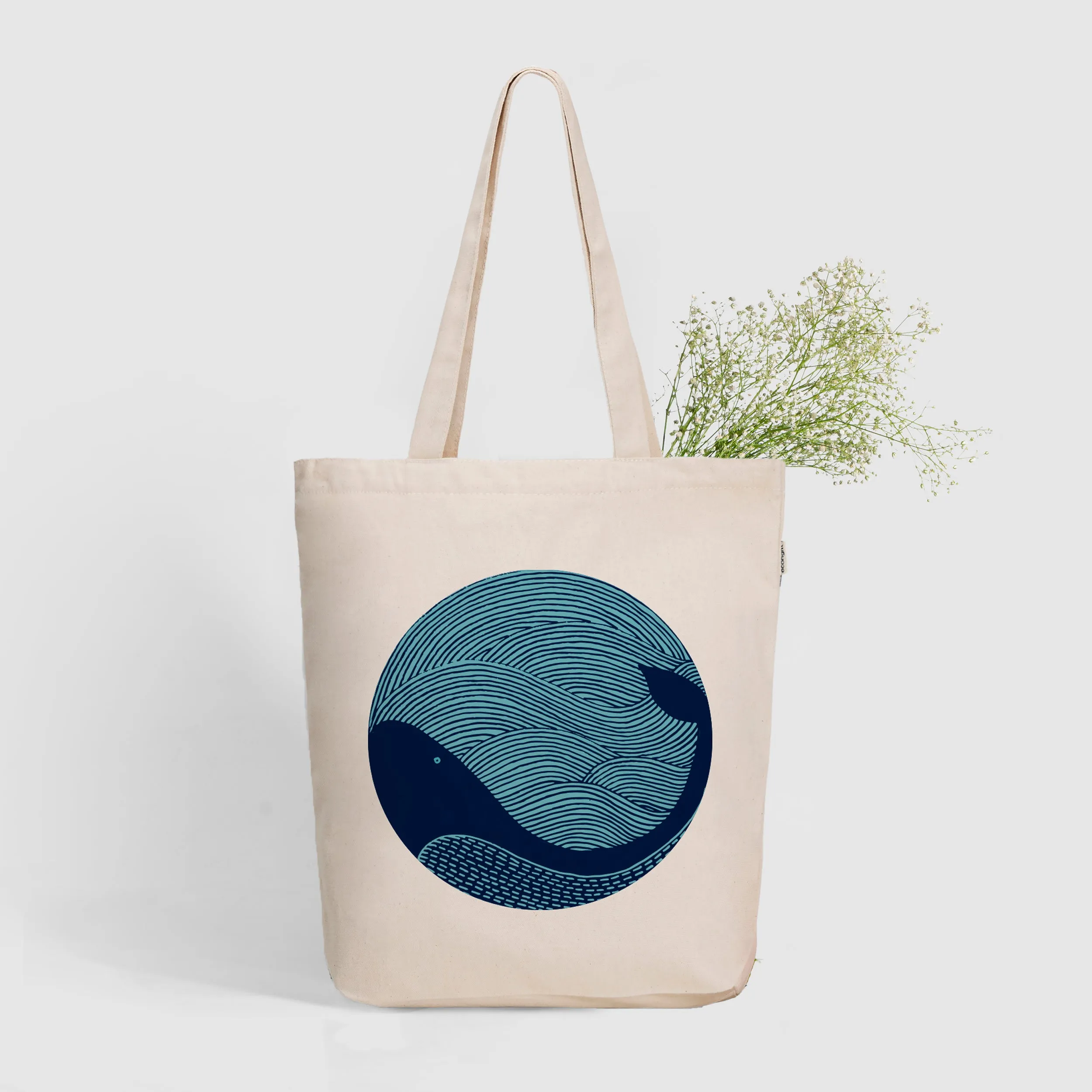 Zipper Tote Bag - Whale Doodle